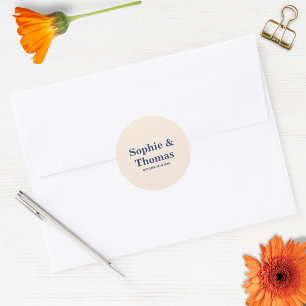 Sticker Rond Typographie moderne Gras Mariage Cream Navy