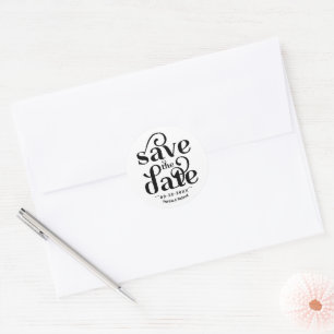 Sticker Rond Typographie moderne Mariage Enregistrer La Date