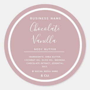 Sticker Rond Typographie moderne minimaliste rose poussiéreuse