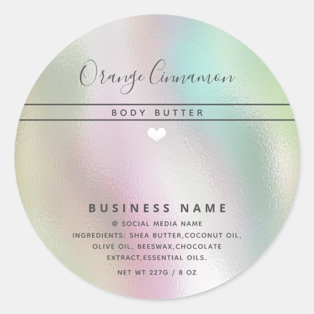 Sticker Rond Typographie moderne simple produit coeur blanc (Devant)