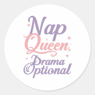 Sticker Rond Typographie pastel "Reine de la sieste" impertinen