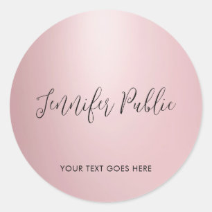 Sticker Rond Typographie personnalisée Nom du script Rose Modèl