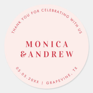 Sticker Rond Typographie Rétro Gras Mariage Minimaliste Merci
