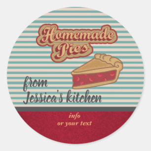 Sticker Rond Typographie rétro vintage tartes faites maison