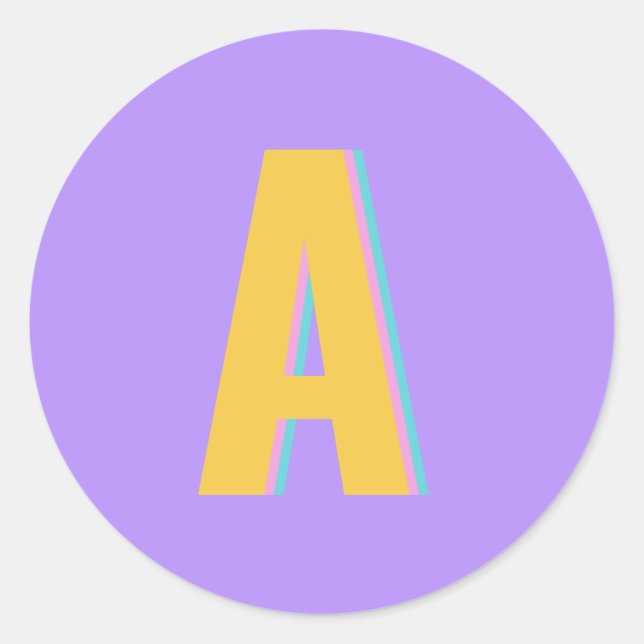 Sticker Rond Typographie rétro violet Monogramme initial (Devant)
