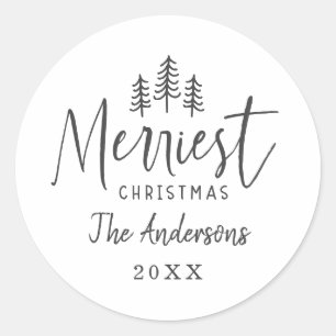 Sticker Rond Typographie rustique de Noël minimaliste moderne