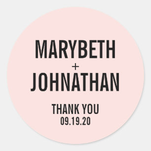 Sticker Rond Typographie simple Mariage Favoriser Merci