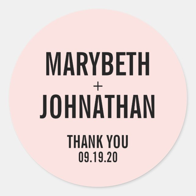 Sticker Rond Typographie simple Mariage Favoriser Merci (Devant)