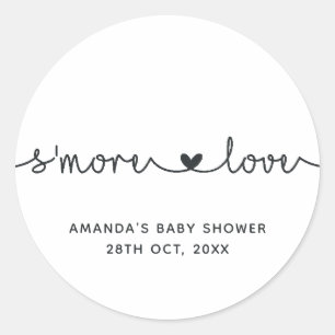 Sticker Rond Typographie simpliste noir et blanc S'more Amour