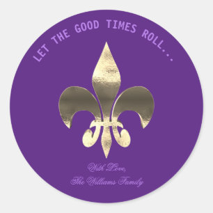 Sticker Rond Typographie violette Mardi Gras