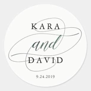 Sticker Rond Typologie élégante   Mariage vert profond