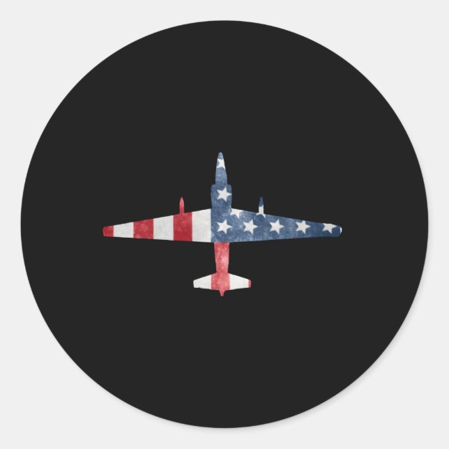 Sticker Rond U-2 Dragon Lady Spy Plane Drapeau américain Milita (Devant)