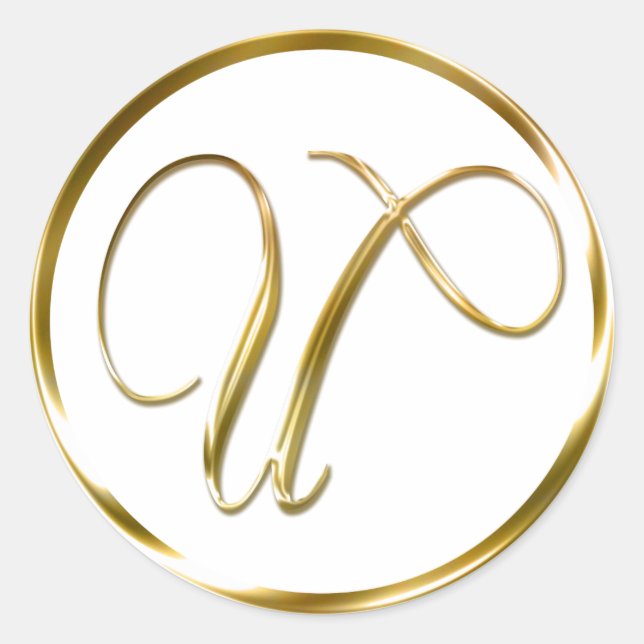 Sticker Rond U Monogramme Faux Enveloppe Or Ou Favoriser Le Sce (Devant)