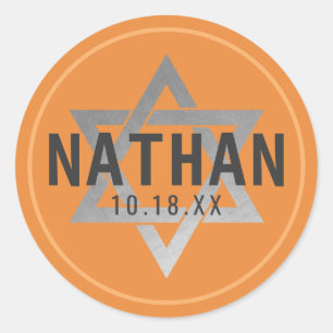 Sticker Rond U PICK COULEUR Mitzvah Nom Étoile de David Favor