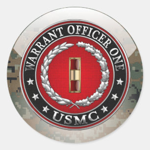 Sticker Rond U.S. Marines : Adjudant un (usmc WO-1) [3D]
