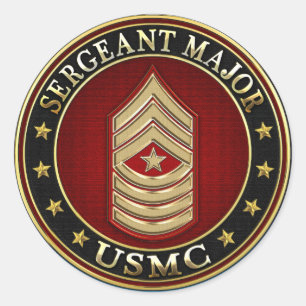 Sticker Rond U.S. Marines : Commandant de sergent (usmc SgtMaj)