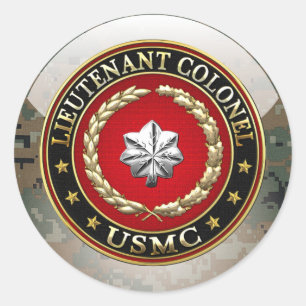 Sticker Rond U.S. Marines : Lieutenant-colonel (USMC LtCol) [3D