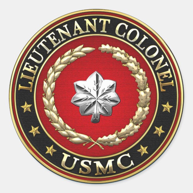 Sticker Rond U.S. Marines : Lieutenant-colonel (USMC LtCol) [3D (Devant)