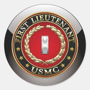Sticker Rond U.S. Marines : Premier lieutenant (usmc 1stLt)