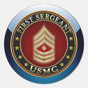 Sticker Rond U.S. Marines : Premier sergent (usmc 1stSgt) [3D]