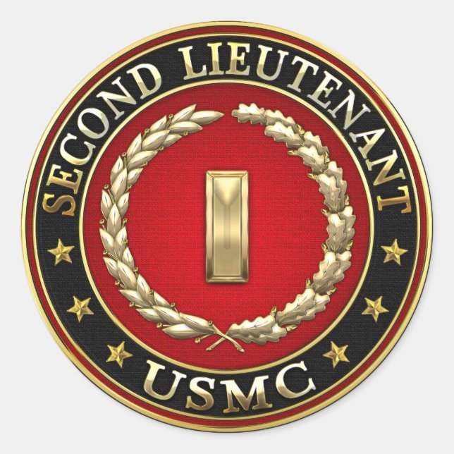 Sticker Rond U.S. Marines: second lieutenant (USMC 2ndLt) [3D] (Devant)