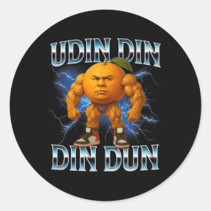 Sticker Rond Udin Din Din Dun Funny Italian Brainrot Meme Bodyb