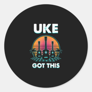 Sticker Rond Uke A Obtenu Ce Drôle Ukulele Player Guitare Music
