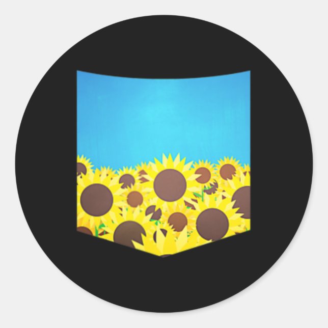 Sticker Rond Ukraine Flag Pocket Tee  (Devant)