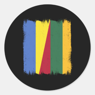 Sticker Rond Ukraine Lituanie Demi Drapeau Ukrainien Lituanien 