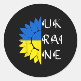 Sticker Rond Ukraine Sunflower Ukrainian Flag I Stand With Ukra