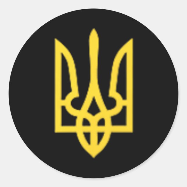 Sticker Rond Ukraine Trident - Ukrainian Tryzub Symbol  (Devant)