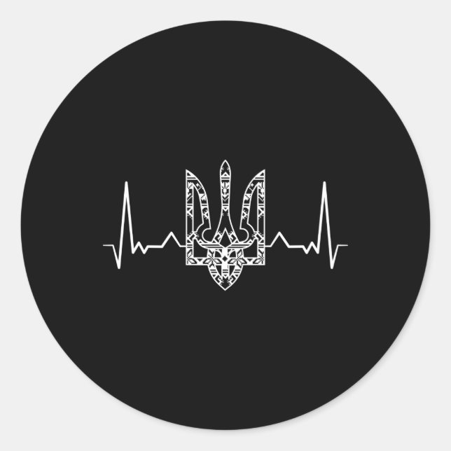 Sticker Rond Ukraine Ukrainiens Kiev Trysub Drapeau (Devant)