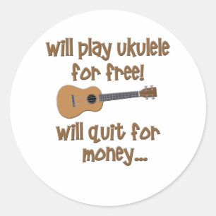 Sticker Rond Ukulélé drôle