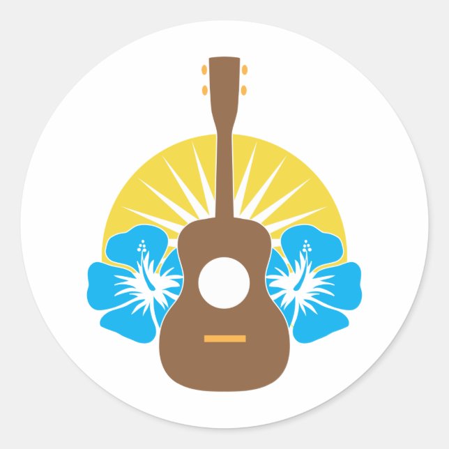 Sticker Rond Ukulele Hibiscus (Devant)