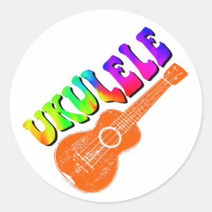Sticker Rond Ukulele Tie Dye Texte Super Art