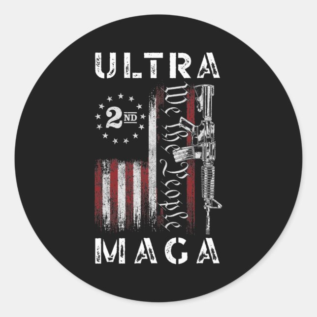 Sticker Rond Ultra MAGA We The People AR 15 2e Amendement 1776 (Devant)