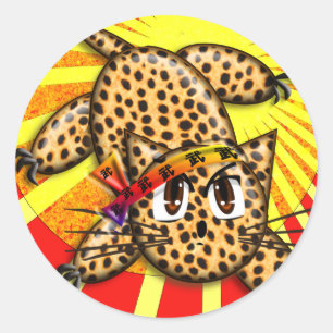 Sticker Rond Ultra mignon Anime Leopard Kitty Rainbow Head Band