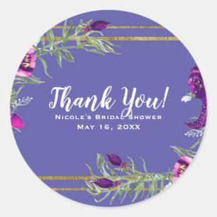 Sticker Rond Ultra Violet violet & or Floral Bohemian Faveur