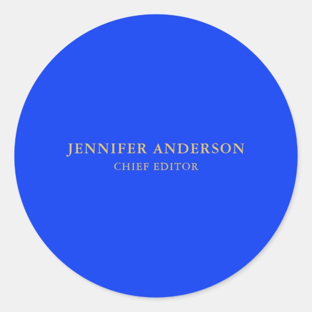 Sticker Rond Ultramarine Blue Gold Professional Modern Plain (Devant)