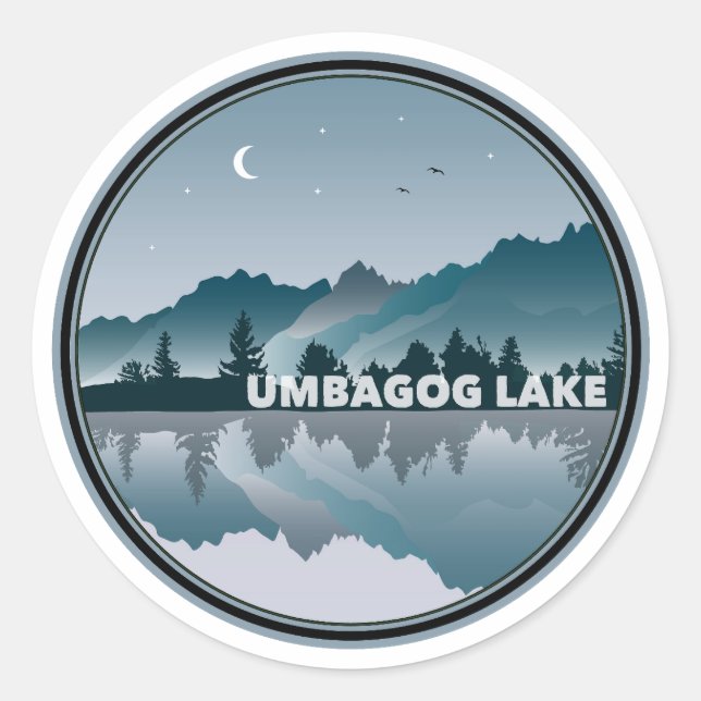 Sticker Rond Umbagog Lake New Hampshire Réflexion (Devant)