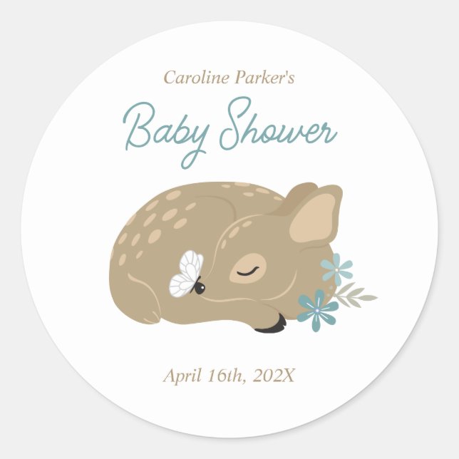 Sticker Rond Un adorable Baby shower de la Faune (Devant)