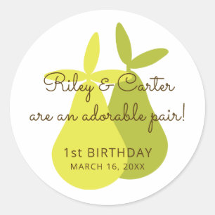 Sticker Rond Un Adorable Jumeaux De Paire Anniversaire Thème De