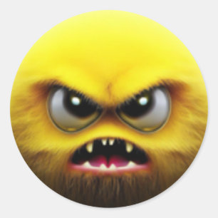 Sticker Rond Un adorable personnage de boule jaune flou