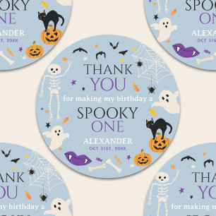 Sticker Rond Un an effrayant Halloween 1er anniversaire Merci B