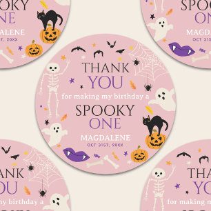 Sticker Rond Un an effrayant Halloween 1er anniversaire Merci R