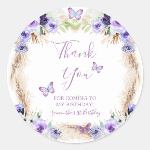 Sticker Rond Un an Flutted Butterfly Anniversaire Merci