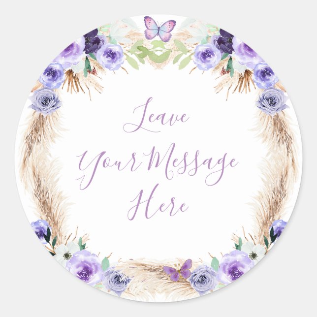 Sticker Rond Un an Fluttered Butterfly Aimer votre message (Devant)