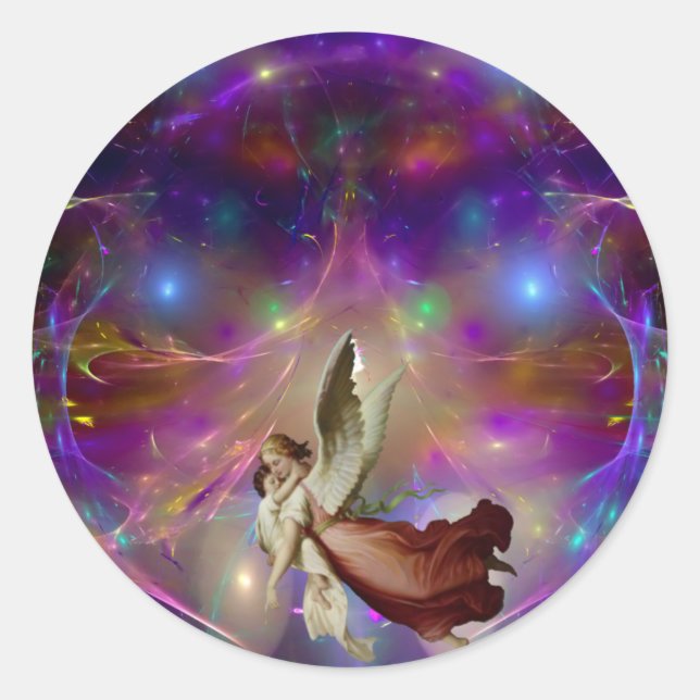 Sticker Rond Un ange attend (Devant)