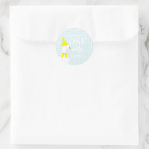 Sticker Rond Un anniversaire de 1 an de l'oie idiote Gingham