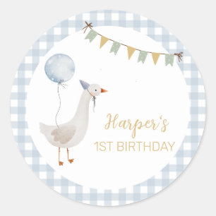 Sticker Rond Un anniversaire d'oie ridicule
